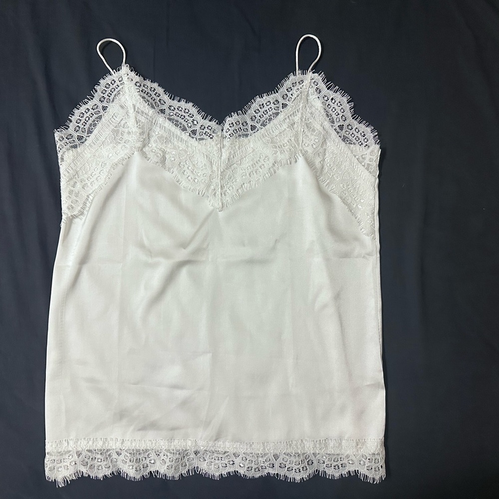 White Lace Trim Cami Top